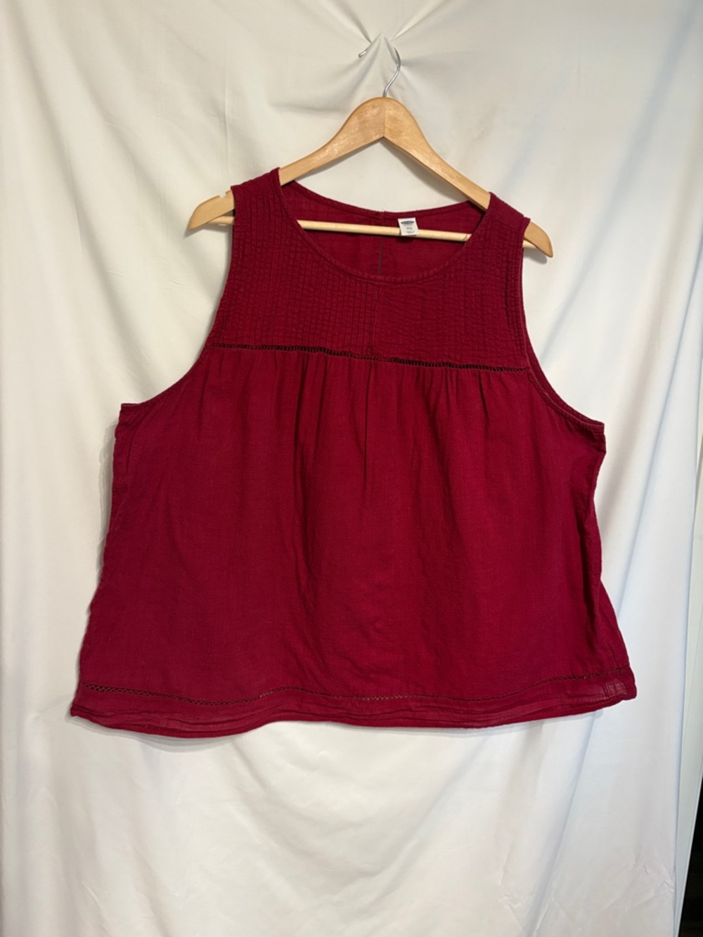 Old Navy Wine Red Sleeveless Babydoll Lagenlook Tank Top SZ XXL 100%Cotton.